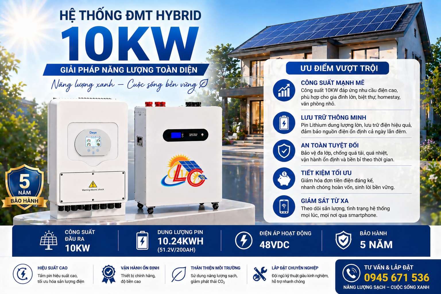 Gói điện mặt trời 10KW