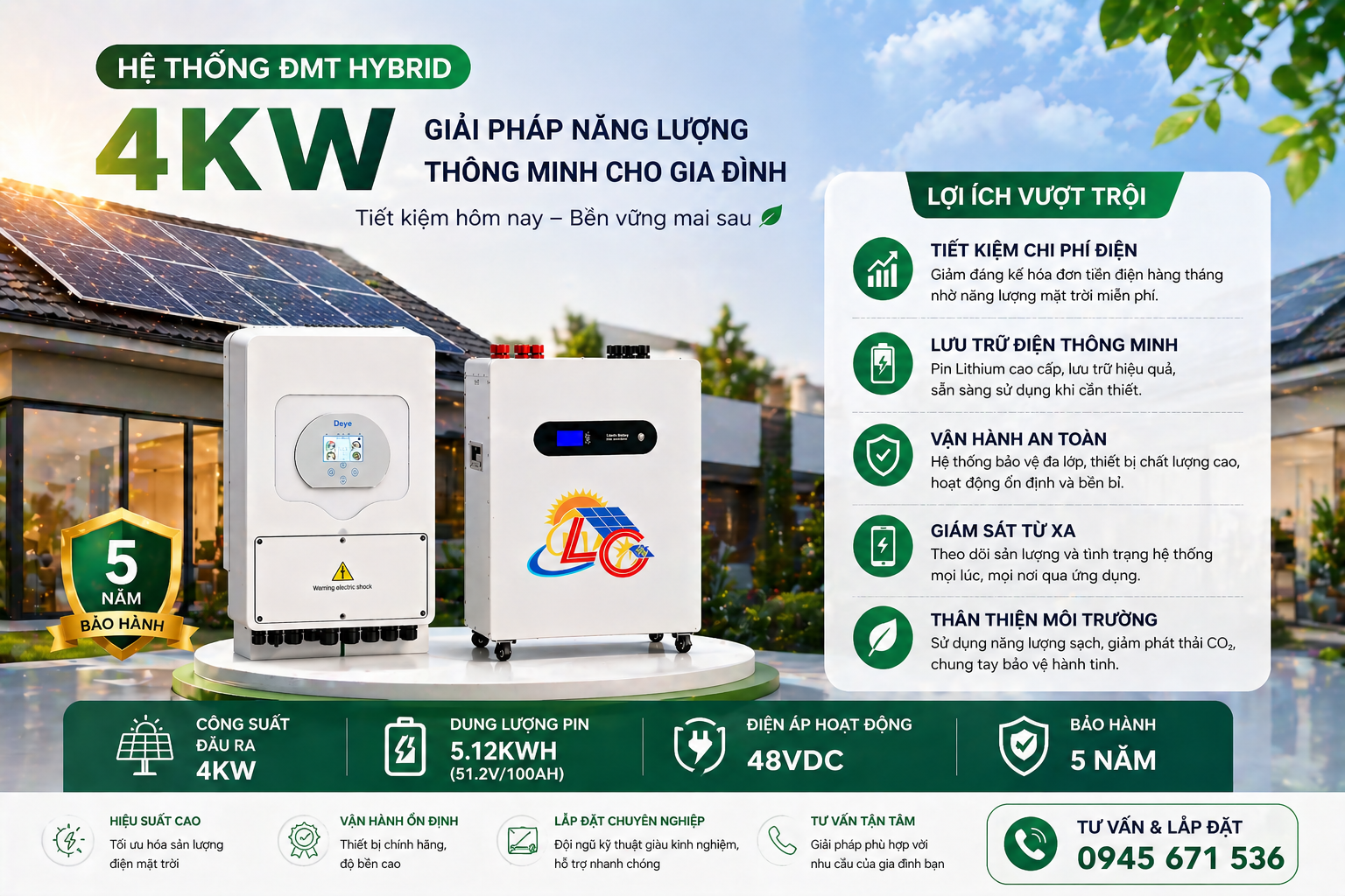 Gói điện mặt trời 4KW