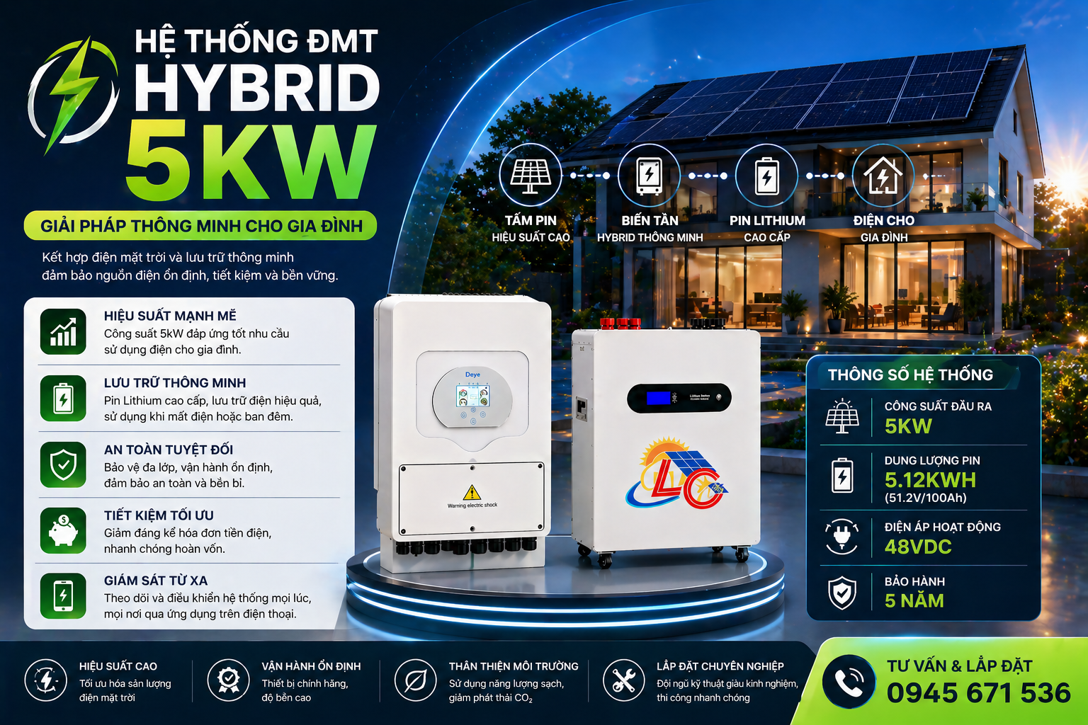 Gói điện mặt trời 5KW